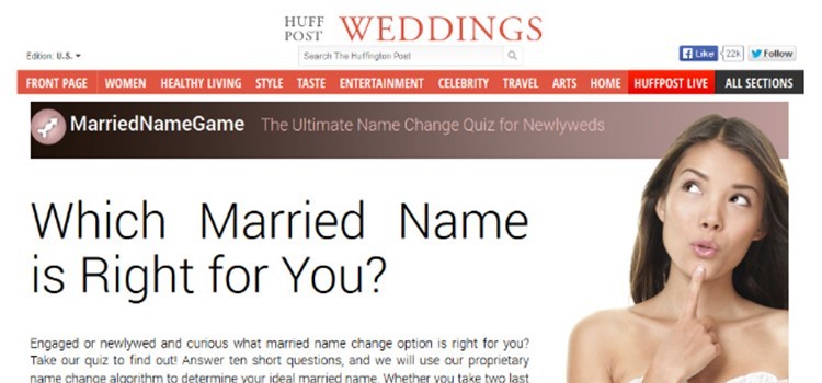 MarriedNameGame.com Featured on the Huffington Post